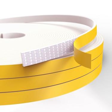 Imagem de Excluidor de rascunho para janelas de portas, fita de espuma autoadesiva, tira de vedação de rascunho para vedação de lacuna, 1,27 cm x 1,27 cm x 1,2 m, branco