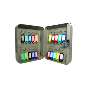 Imagem de Menno Claviculário Porta Chave, 20 Chaves, Aço Carbono e Polipropileno, Cinza, 20cm x 16cm x 7cm, com 2 Chaves e 1 Fechadura, Identificadores Inclusos