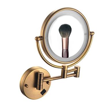 Imagem de YYBOES Espelho de maquiagem montado na parede espelho de banheiro espelho de parede ampliação 3x espelho cosmético duplo giratório extensível LED para banheiro, spa, plugar, cromo