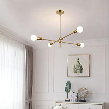 Imagem de Lustre Sputnik Moderno da Modo Lighting com 4 Lâmpadas, Luminária Pendente Dourada de Meados do Século para Cozinha, Sala de Jantar e Sala de Estar (4 Lâmpadas)