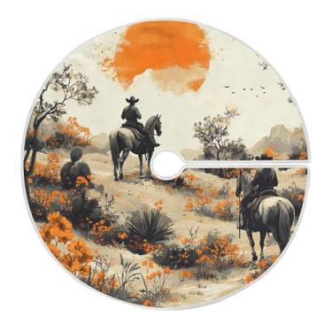 Imagem de Qilmy Saia de árvore de Natal caubói do deserto ocidental 120 cm, camurça para árvore de Natal, adequada para decoração de armário em ambientes internos e externos, festas, escritórios, lojas