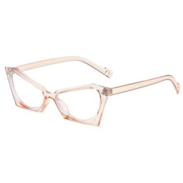 Imagem de Óculos de grau poligonais olho de gato feminino masculino vintage luxo (champanhe)