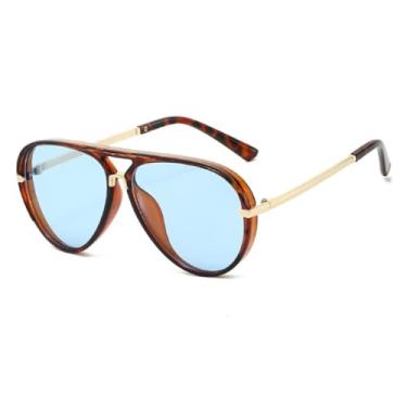 Imagem de VFDHN Óculos de Sol Retrô Femininos com Ponte Dupla, Lentes Degradê, Proteção UV400, Estilo Punk Masculino (TYJ532-2)