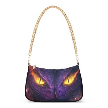 Imagem de CEBUGI Bolsas transversais femininas bolsa de ombro roxo olhos de dragão bolsa clutch elegante com alça de corrente