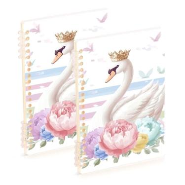 Imagem de Burbuja Cadernos com nome, papel pautado universitário A5 com 60 folhas, fichário para escritório, 2 unidades