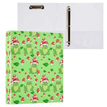 Imagem de STAYTOP Organizador de fichário redondo de sapo de desenho fofo, 3 fichários com prancheta (carta A4) para material de escritório escolar