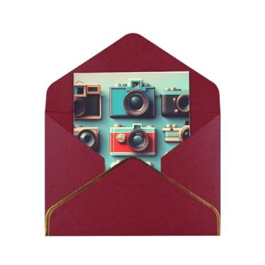 Imagem de SKKNT Coleção de câmera retrô legal impressão cartões de felicitações para todas as ocasiões cartões de notas em branco versáteis com envelopes 11,4 x 15,2 cm