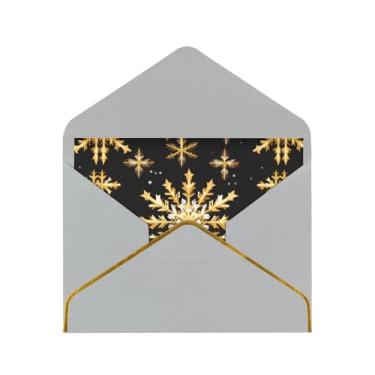 Imagem de SKKNT Cartões comemorativos dourados com estampa de floco de neve de Natal para todas as ocasiões, convites de festa de aniversário de casamento, 12,7 x 15,2 cm