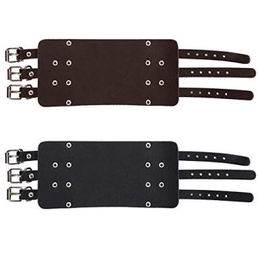 Imagem de Generic Pulseira Larga de Couro Punk Ajustável retrô Punk Cinto de Pulso para Mulheres e Homens da Moda Preto Marrom