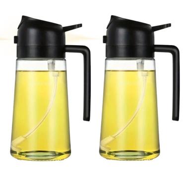 Imagem de Kit 2 Galheteiro Porta Azeite Com Borrifador Prático Economico 450ml Cada 2 Em 1