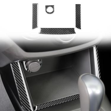Imagem de Edinstry 4 peças de adesivos de caixa de armazenamento central de fibra de carbono macia para Subaru Forester 2009-2013, acendedor de cigarro de carro e capa de quadro de painel de caixa de controle