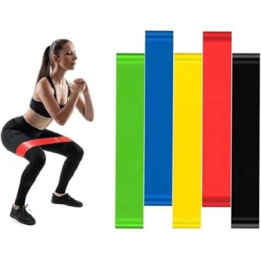 Imagem de Kit 5 Faixas Elásticas de Exercícios – Mini Bands Premium para Alongamento, Pilates, Yoga, Treino Funcional e Fortalecimento Muscular.