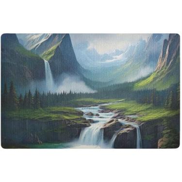 Imagem de TSENQUE Capacho personalizado de cenário de paisagem de montanha tapetes engraçados de boas-vindas para porta da frente, tapete de varanda antiderrapante, entrada externa, 81 cm x 50 cm