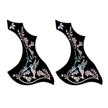 Imagem de 2 peças de adesivo plástico prata flor Pickguard placa antiarranhões para acessório decorativo de guitarra acústica