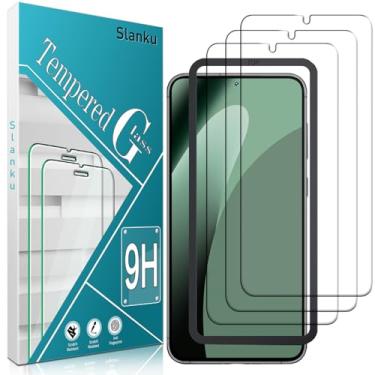 Imagem de Slanku [Pacote com 3 protetores de tela para Samsung Galaxy S23 de vidro temperado com moldura de instalação, suporte para leitor de impressões digitais, cobertura total, compatível com capas