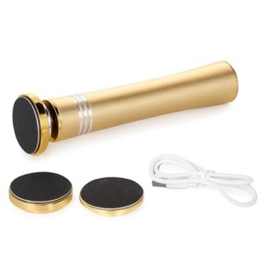 Imagem de Esfoliador Elétrico para Pés Portátil, Recarregável USB, 3 Lixas Intercambiáveis (Grossa/Média/Fina), 2 Discos, Design Ergonômico, 17x3cm, Cores Sortidas (Preto/Rosa/Dourado)