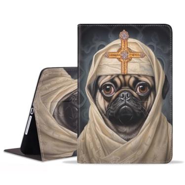 Imagem de stmedazm Capa para Samsung Galaxy Tab A11 Plus (2025)/A9 Plus (2023) 28 cm, capa dobrável de couro PU premium com suporte dobrável com despertar/hibernar automático - Pug engraçado