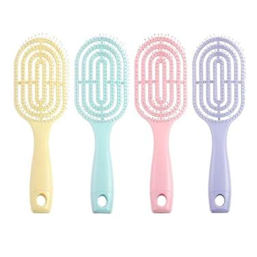 Imagem de Escova de cabelo desembaraçadora para todos os tipos de cabelo – Suaviza suavemente o cabelo molhado e seco, encaracolado a liso – antiquebra e cuidados com o couro cabeludo (rosa)