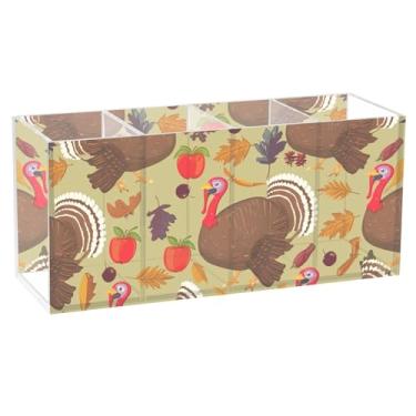 Imagem de TSENQUE Porta-canetas de acrílico personalizado de perus de Ação de Graças para arte de mesa, artesanato, porta-pincéis de maquiagem, copo de lápis, organizador de decoração de mesa de escritório