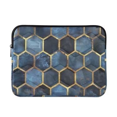 Imagem de Capa de laptop geométrica fina e leve de folha dourada, capa de transporte durável para tablet de viagem de trabalho, bolsa de computador para mulheres, de 13 a 14 polegadas