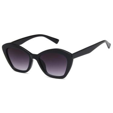 Imagem de Óculos de Sol Pequenos Estilo Olho de Gato Unissex Rosa Punk com Proteção UV400 para Esportes ao Ar Livre, Corrida e Ciclismo, Preto e Cinza