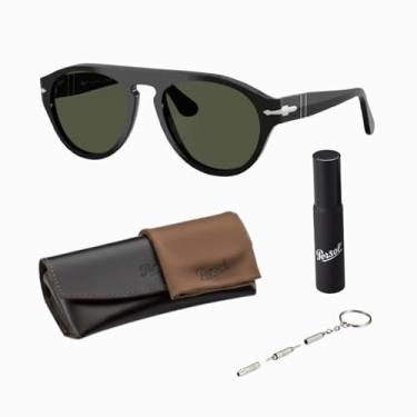 Imagem de Persol Óculos de sol em forma de piloto PO3370S com kit oficial de óculos