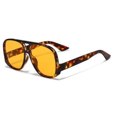 Imagem de Óculos de Sol Oversized com Estampa de Leopardo Unissex, Proteção UV400, Ideais para Esportes ao Ar Livre, Corrida e Ciclismo, Cor Laranja Leopardo