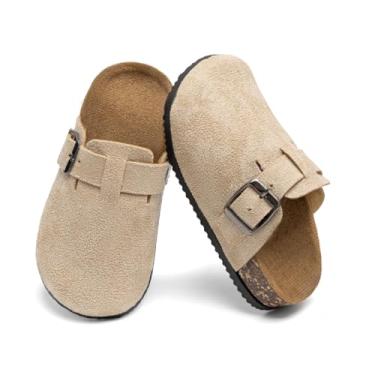 Imagem de Sandália infantil com fivela ajustável, palmilha de cortiça, macia, confortável, casual, para uso diário e brincadeira, Damasco, 12.5 Little Kid