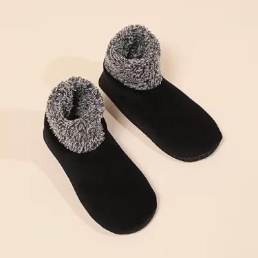 Imagem de Meias térmicas felpudas, femininas, antiderrapantes, de cano alto, grossas, quentes, para uso interno e confortável no inverno