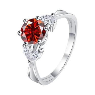 Imagem de Anel Solitário De Diamante Moissanite De 1ct Para Mulheres Em Prata Es