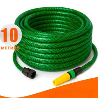 Imagem de Mangueira de Jardim Trançada Reforçada em PVC com Esguicho e Conector | 7/16” | Alta Pressão(10m)
