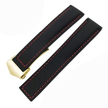 Imagem de CYSUE Para Tag Heuer CARRERA AQUARACER 20mm 22mm Pulseiras de Relógio Lona Nylon Couro Pulseira de Relógio Fivela Dobrável Pulseira de Relógio Preto (Cor: Ouro Vermelho Preto, Tamanho: 22mm)