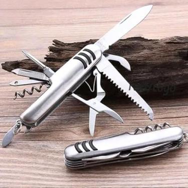 Imagem de Canivete Suíço Multifuncional, 11 Funções, Aço Inoxidável, 15cm Aberto