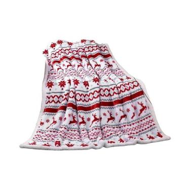 Imagem de Cobertor De Natal Francês Com Design De Floco De Neve De Rena, Flanela