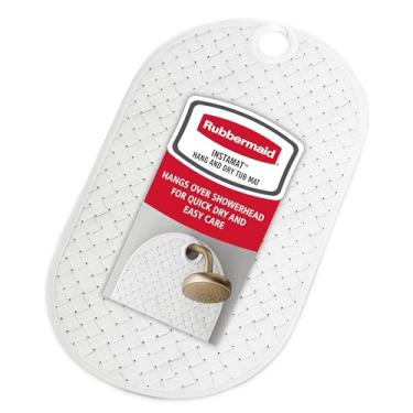 Imagem de Rubbermaid Tapete de banheira INSTAMAT, tapete de banho antiderrapante pendurado sobre o chuveiro para secagem rápida, tapete de chuveiro de 60 x 40 cm para banheira ou chuveiro interno, branco