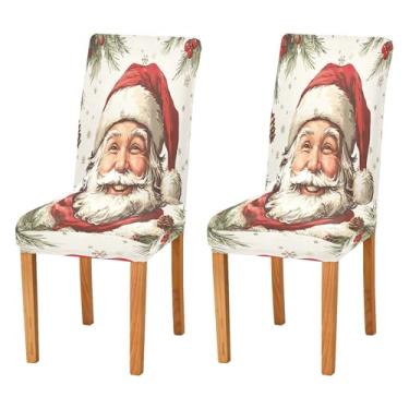 Imagem de SEHANY Conjunto de 4 capas de cadeira de gnomo de Papai Noel para sala de jantar, elástico, removível e lavável, para cozinha, hotel, festa, decoração de Natal
