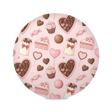Imagem de Wassud Jogo americano com corações de chocolate para cozinha e jantar, tapetes laváveis, resistentes ao calor, decoração de mesa 39 cm