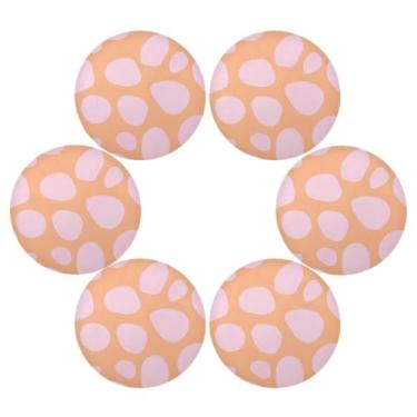 Imagem de Wassud Jogo americano conjunto de 6 tapetes redondos com pontos de blush para cozinha e jantar, tapetes laváveis e resistentes ao calor, decoração de mesa 39 cm
