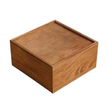 Imagem de YWJLQH Caixa de Madeira com Tampa para Guardar Presentes de Casamento, Organizador de Mesa Multiuso, Caixa para Lembranças de Artesanato, Porta-retratos, 20cmx20cmx10cm
