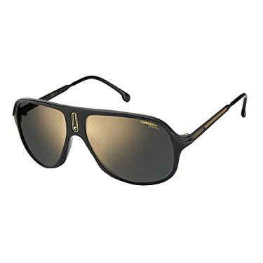 Imagem de Carrera Óculos de sol unissex Safari65/N retangular, Preto Fosco/Cinza Dourado Espelhado