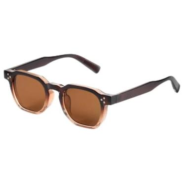 Imagem de Óculos de Sol com Rebites para Homens e Mulheres, Estilo Vintage, Tendência Moderna, Óculos de Sol Femininos para Praia, Proteção UV (Marrom C3)