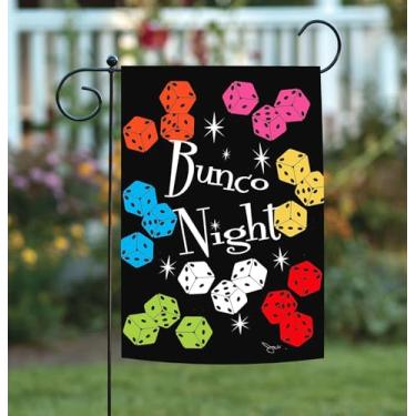 Imagem de Bunco Night colorido jogo de dados bandeira de jardim bandeira dupla face para gramado bandeiras engraçadas duplo_71 cm x 101,6 cm
