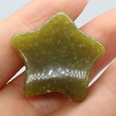 Imagem de 1 peça estrela cristal natural mascote colorido Reiki pedra preciosa polida decoração de casa coleção de presente decoração de aquário 30 mm (cor: jade limão, tamanho: 30 x 30 10 mm)