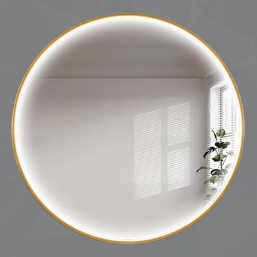 Imagem de Espelho Redondo Led Com Luzes Para Parede, Espelho Vity Frontal Com Moldura De Liga De Alumínio, Espelho Montado Na Parede à Prova De Estilhaços Para Quarto, Black - White Light, 50x50cm