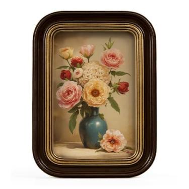 Imagem de Sonefreiy Porta-retrato vintage, 10 x 15 cm, antigo, dourado, marrom escuro, moldura de resina feita à mão, decoração de sala de estar, decoração de parede e mesa, presente para família, avó e mãe