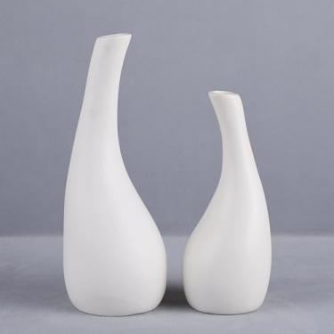 Imagem de Handicrafts Home Conjunto de 2 vasos de cerâmica – vasos de flores decorativos em gota preta e branca para decoração de casa moderna e centro de mesa – acabamento brilhante para boho, nórdico