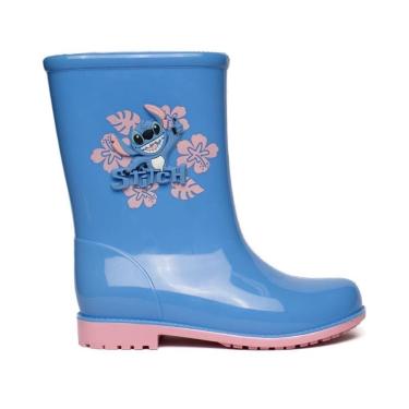 Imagem de Bota Galocha Infantil Grendene Disney Stich Azul/Rosa-Feminino