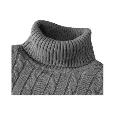 Imagem de Suéter Masculino De Gola Alta De Manga Longa Slim Fit Tricotado Casual
