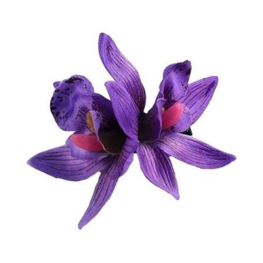 Imagem de Presilha De Cabelo Orquídea Artificial Havaiana, Acessório Floral Boêm
