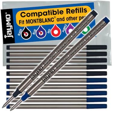 Imagem de Jaymo Substituição para Montblanc 105158/105159 - Mede 113 mm de comprimento - Refil de caneta esferográfica - 6 pretos + 6 azuis